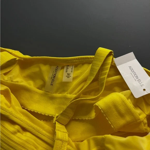 Addition Elle Yellow Ribbed Fitted Tank Top - Picture 3 of 5